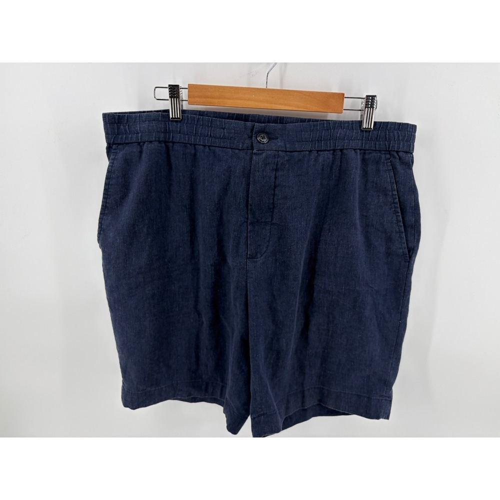 Hart Schaffner Marx Shorts, Navy Linen Blend, Casual, Pull-On, Men's Size 38